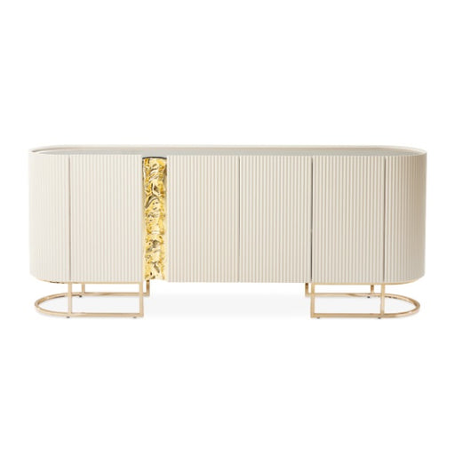 AICO Furniture Lisbon Console Table in Silken Matte Cream - Furniture Land (Milwaukee, WI)
