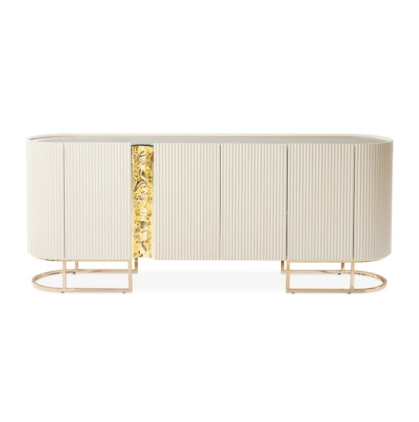 AICO Furniture Lisbon Console Table in Silken Matte Cream - Furniture Land (Milwaukee, WI)