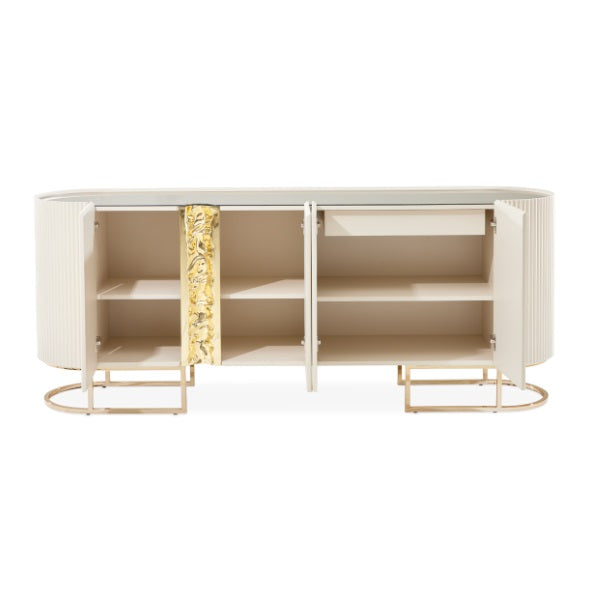 AICO Furniture Lisbon Console Table in Silken Matte Cream - Furniture Land (Milwaukee, WI)