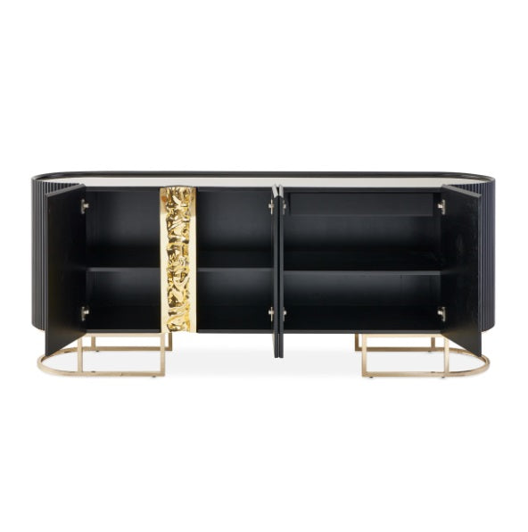 AICO Furniture Lisbon Console Table in Silken Matte Black - Furniture Land (Milwaukee, WI)