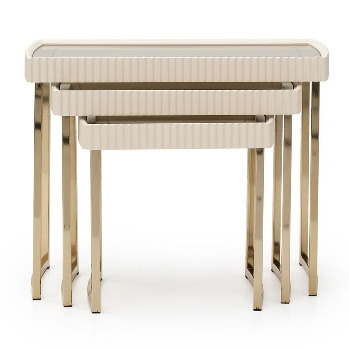 AICO Lisbon Nesting Tables in Silken Matte Cream - Furniture Land (Milwaukee, WI)