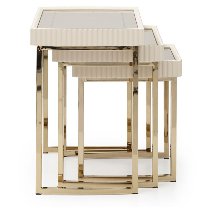 AICO Lisbon Nesting Tables in Silken Matte Cream - Furniture Land (Milwaukee, WI)