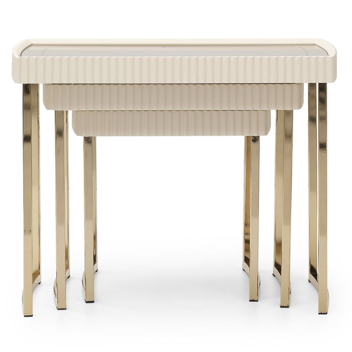AICO Lisbon Nesting Tables in Silken Matte Cream - Furniture Land (Milwaukee, WI)