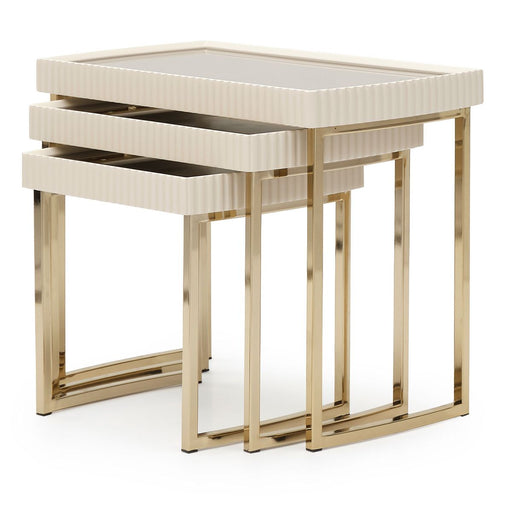 AICO Lisbon Nesting Tables in Silken Matte Cream - Furniture Land (Milwaukee, WI)