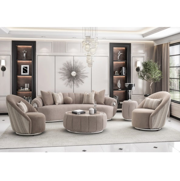 AICO Furniture Lucca Swivel Chair Silver in Silver - Furniture Land (Milwaukee, WI)