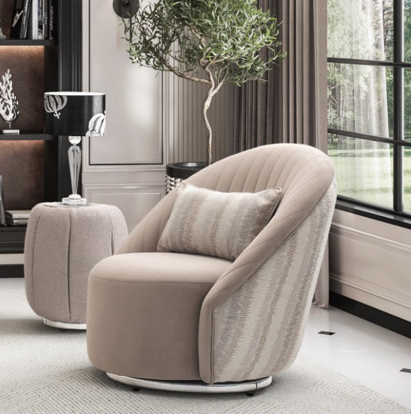 AICO Furniture Lucca Swivel Chair Silver in Silver - Furniture Land (Milwaukee, WI)