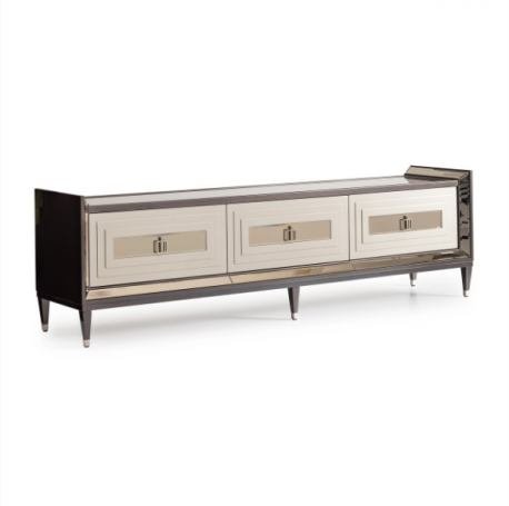AICO Lousanne Media Cabinet in Glossy Mocha Sand - Furniture Land (Milwaukee, WI)