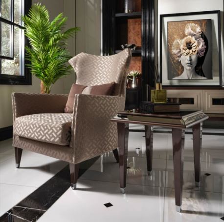 AICO Lousanne Side Table in Glossy Mocha Sand - Furniture Land (Milwaukee, WI)