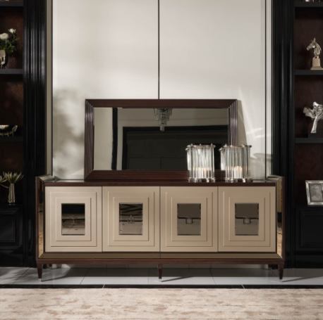 AICO Lousanne Console in Glossy Mocha Sand - Furniture Land (Milwaukee, WI)