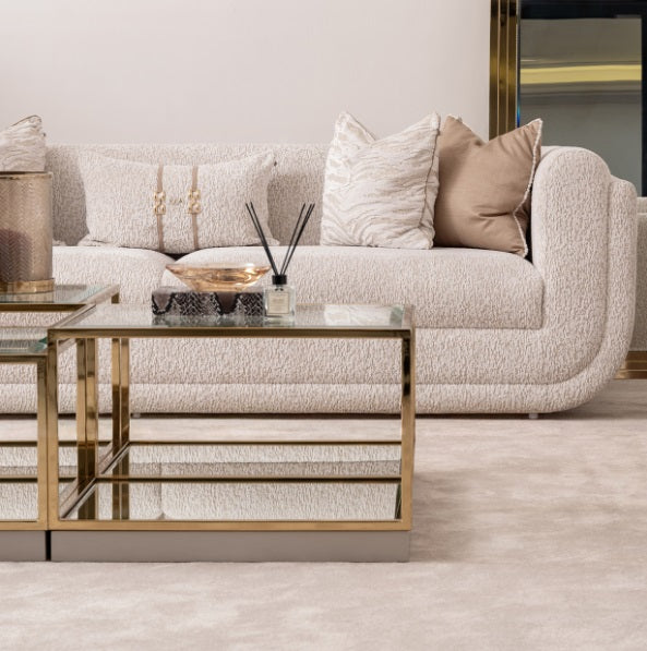 AICO Furniture Savannah Breeze 2pc Small Cocktail Table in Bright Gold - Furniture Land (Milwaukee, WI)