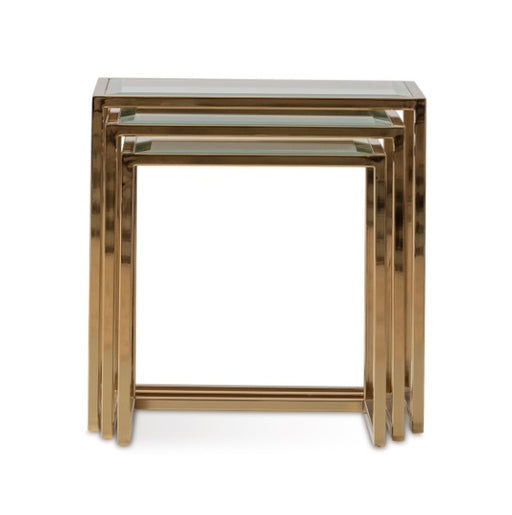 AICO Furniture Savannah Breeze 3pc Nesting Tables Set in Bright Gold - Furniture Land (Milwaukee, WI)