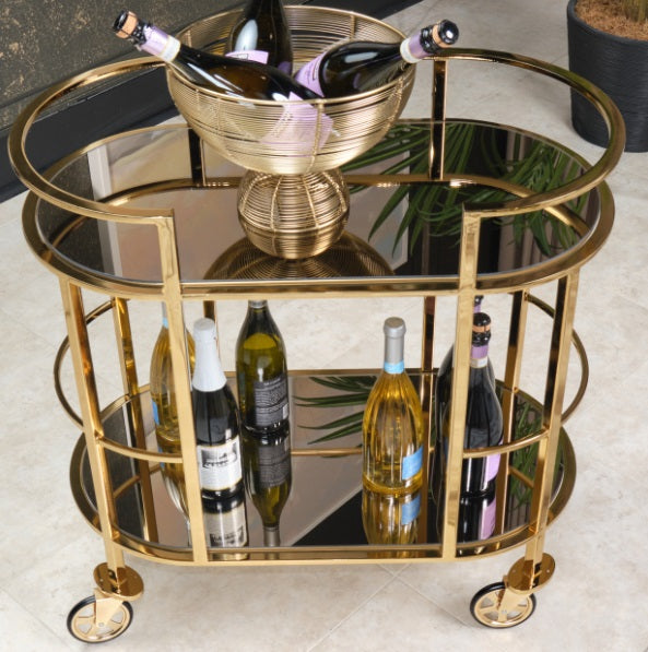 AICO Furniture Savannah Breeze Serving Cart in Bright Gold - Furniture Land (Milwaukee, WI)