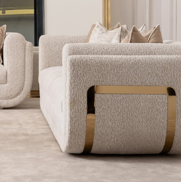 AICO Furniture Savannah Breeze Standard Sofa Cashmere in Bright Gold - Furniture Land (Milwaukee, WI)