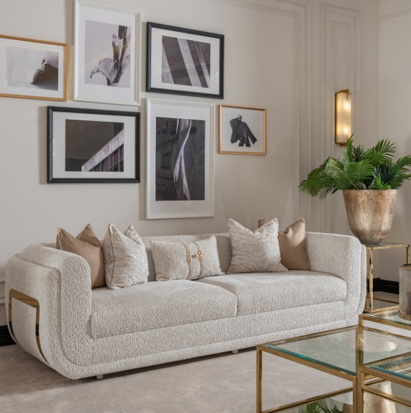 AICO Furniture Savannah Breeze Mansion Sofa Cashmere in Bright Gold - Furniture Land (Milwaukee, WI)