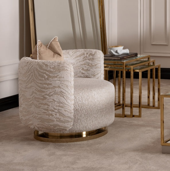 AICO Furniture Savannah Breeze Swivel Chair Cashmere in Bright Gold - Furniture Land (Milwaukee, WI)