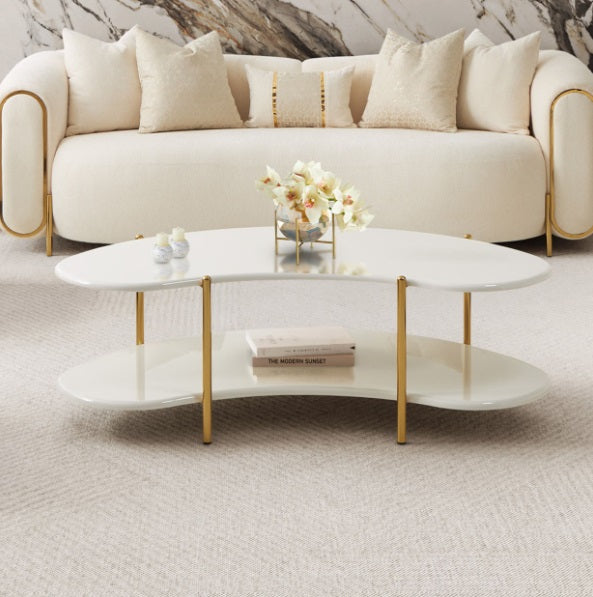 AICO Furniture Sassani Cocktail Table in Pearl White/Gold - Furniture Land (Milwaukee, WI)