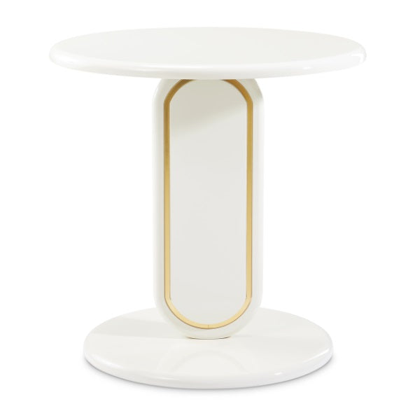 AICO Furniture Sassani End Table in Pearl White/Gold - Furniture Land (Milwaukee, WI)