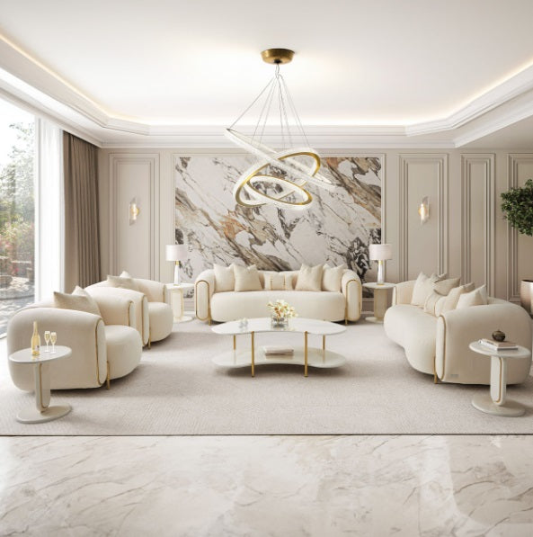 AICO Furniture Sassani Loveseat Crepe in Gold - Furniture Land (Milwaukee, WI)