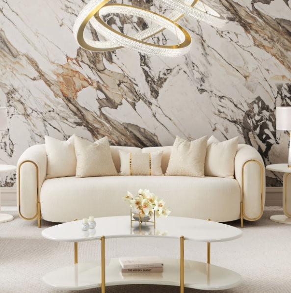 AICO Furniture Sassani Sofa Crepe in Gold - Furniture Land (Milwaukee, WI)