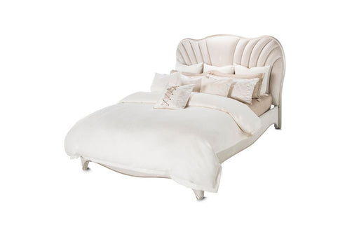 AICO London Place Queen Upholstered Panel Bed in Creamy Pearl - Furniture Land (Milwaukee, WI)