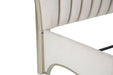 AICO London Place Queen Upholstered Panel Bed in Creamy Pearl - Furniture Land (Milwaukee, WI)