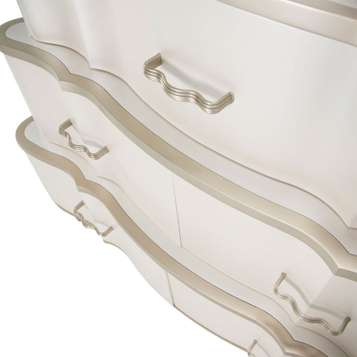 AICO London Place Tiered 6-Drawer Chest in Creamy Pearl - Furniture Land (Milwaukee, WI)