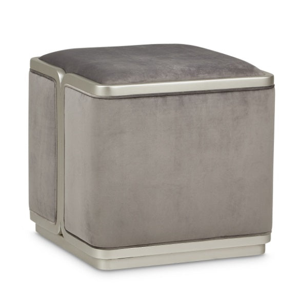 AICO Furniture Linea Ottoman in Silver Mist - Furniture Land (Milwaukee, WI)