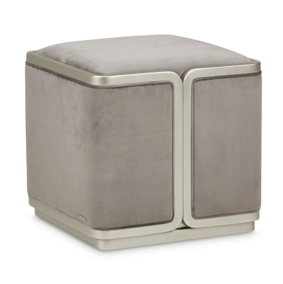 AICO Furniture Linea Ottoman in Silver Mist - Furniture Land (Milwaukee, WI)