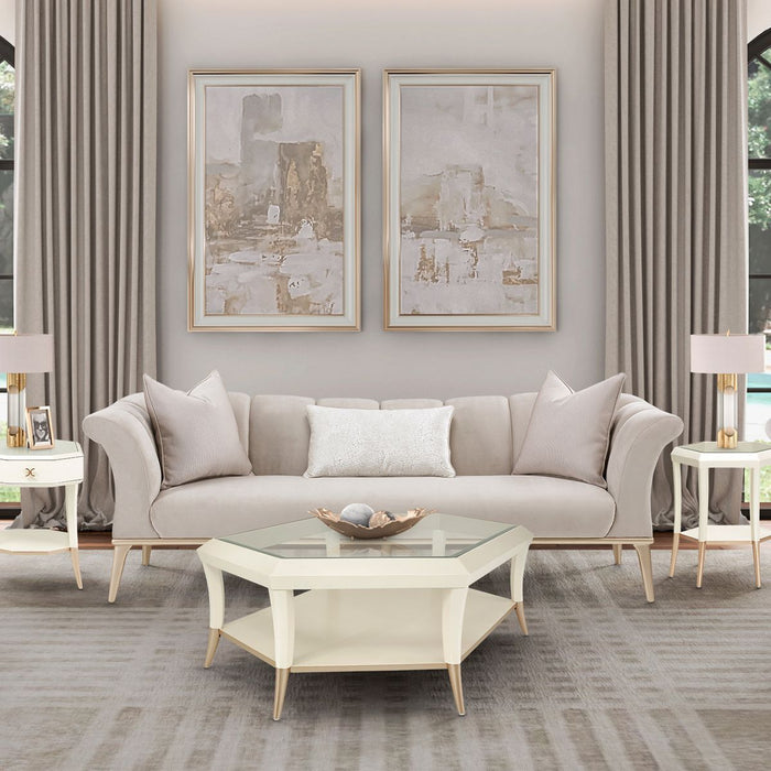 AICO Yvette Sofa in Porcini Medium Champagne - Furniture Land (Milwaukee, WI)