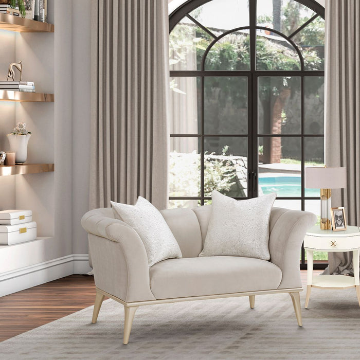AICO Yvette Chair and A Half in Porcini Medium Champagne - Furniture Land (Milwaukee, WI)