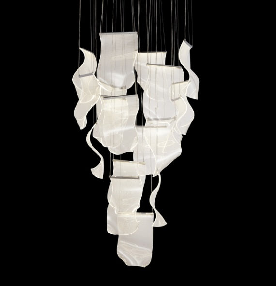 AICO Furniture Lighting Sheer Waves 18 Light Round LED Chandelier with Gold Accent/Chrome - Furniture Land (Milwaukee, WI)