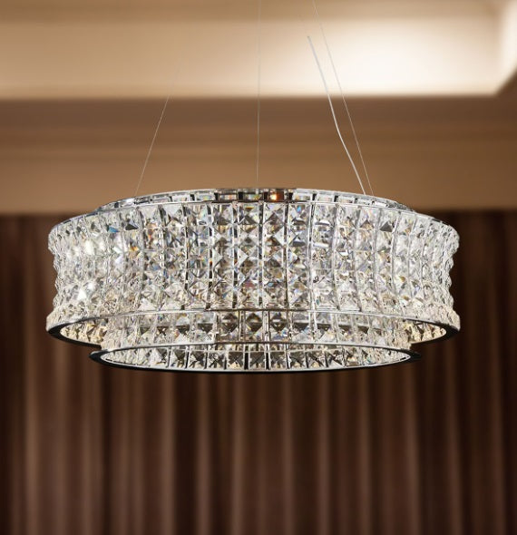 AICO Furniture Lighting Galaxy Medium Round LED Chandelier in Chrome - Furniture Land (Milwaukee, WI)