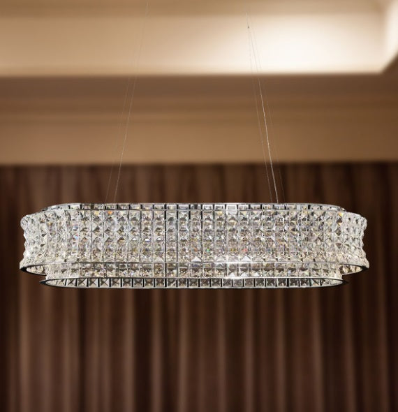 AICO Furniture Lighting Galaxy Oval LED Chandelier in Chrome - Furniture Land (Milwaukee, WI)