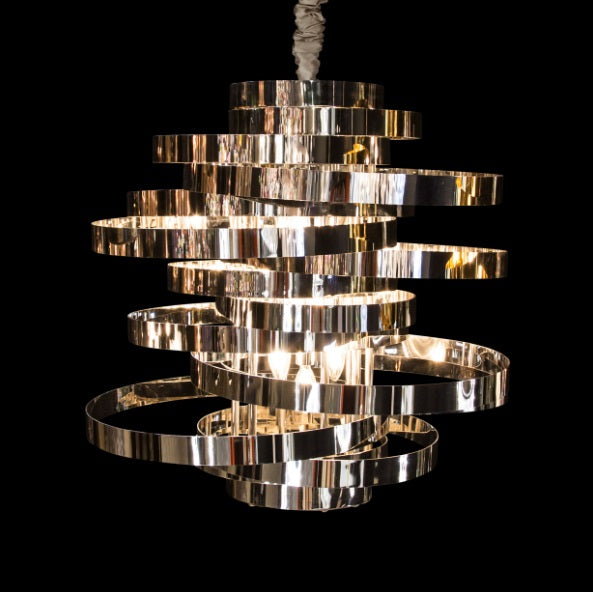 AICO Furniture Lighting Hemispheres 8 Light Chandelier in Silver - Furniture Land (Milwaukee, WI)