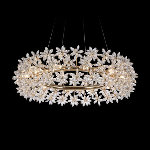 AICO Furniture Lighting Bouquet 12 Light Oblong Chandelier in Gold - Furniture Land (Milwaukee, WI)