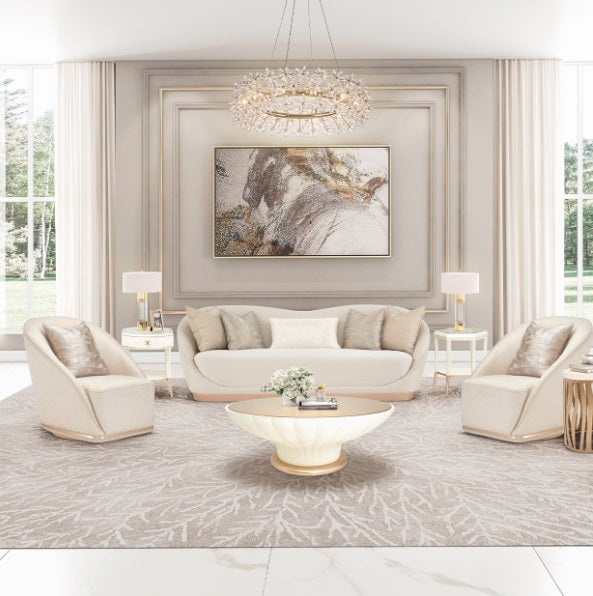 AICO Furniture Lighting Bouquet 12 Light Oblong Chandelier in Gold - Furniture Land (Milwaukee, WI)
