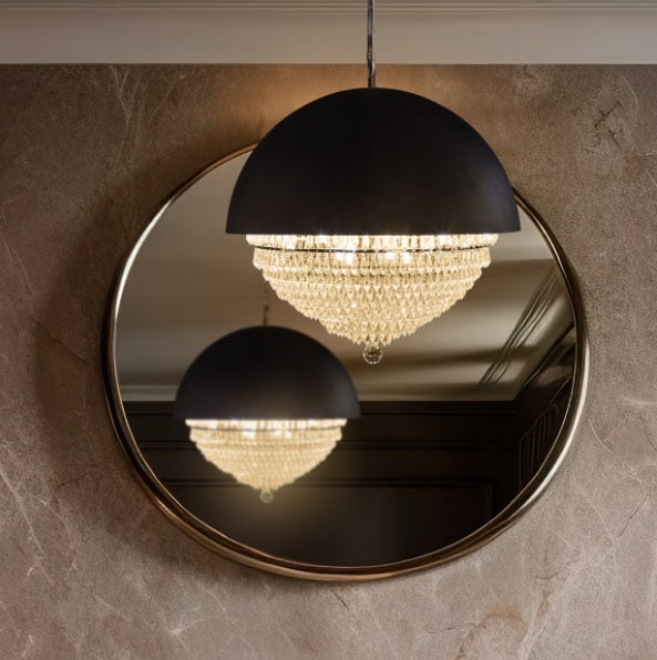 AICO Furniture Lighting Eclipse LED Light Chandelier with Black Dome in Clear - Furniture Land (Milwaukee, WI)