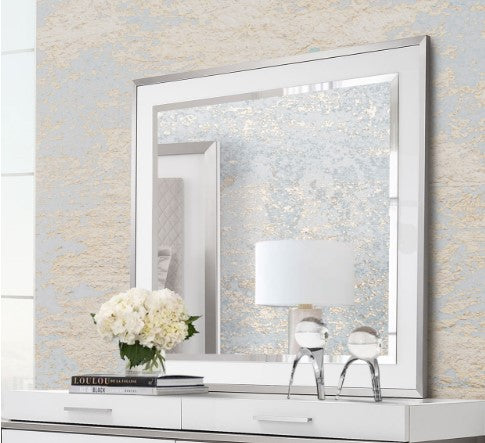 AICO Marquee Wall Mirror in Cloud White - Furniture Land (Milwaukee, WI)