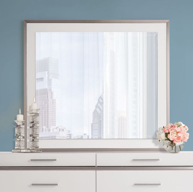 AICO Marquee Wall Mirror in Cloud White - Furniture Land (Milwaukee, WI)