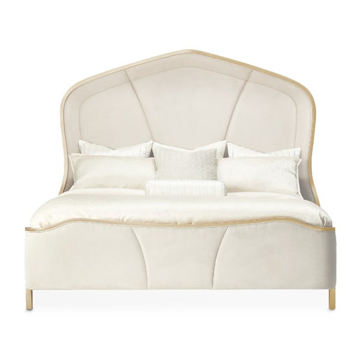 AICO Malibu Crest Cal King Curved Panel Bed in Chardonnay - Furniture Land (Milwaukee, WI)