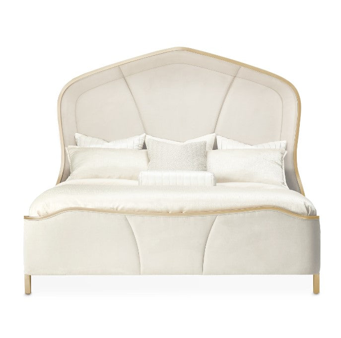 AICO Malibu Crest Queen Curved Panel Bed in Chardonnay - Furniture Land (Milwaukee, WI)