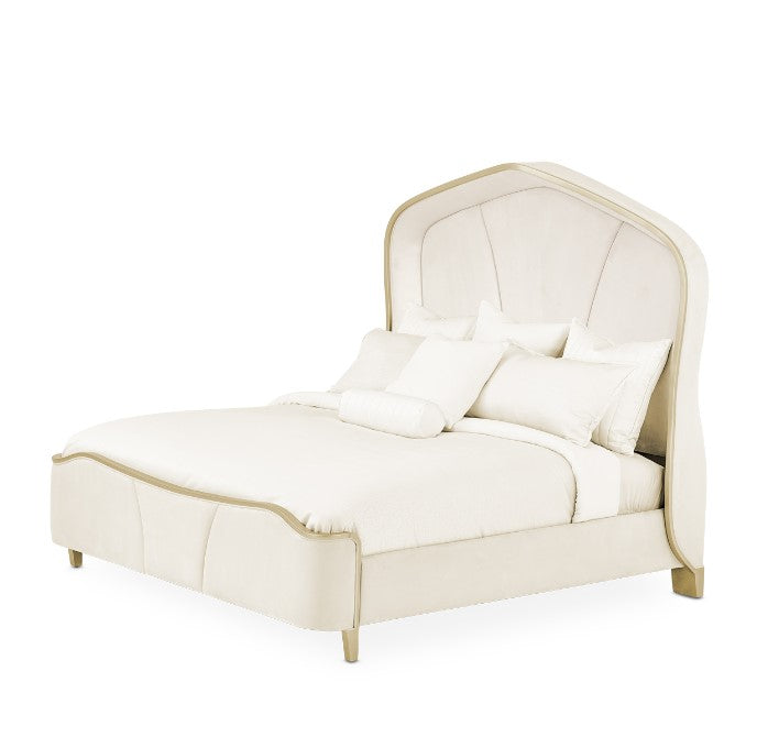 AICO Malibu Crest Queen Curved Panel Bed in Chardonnay - Furniture Land (Milwaukee, WI)