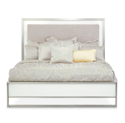 AICO Marquee Cal King Panel Bed in Cloud White - Furniture Land (Milwaukee, WI)