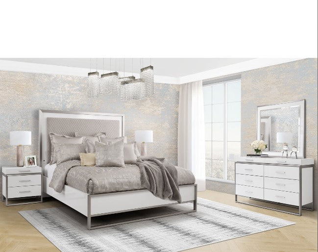 AICO Marquee Queen Panel Bed in Cloud White KI-MRQEQN-108 - Furniture Land (Milwaukee, WI)