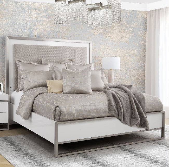 AICO Marquee Queen Panel Bed in Cloud White KI-MRQEQN-108 - Furniture Land (Milwaukee, WI)