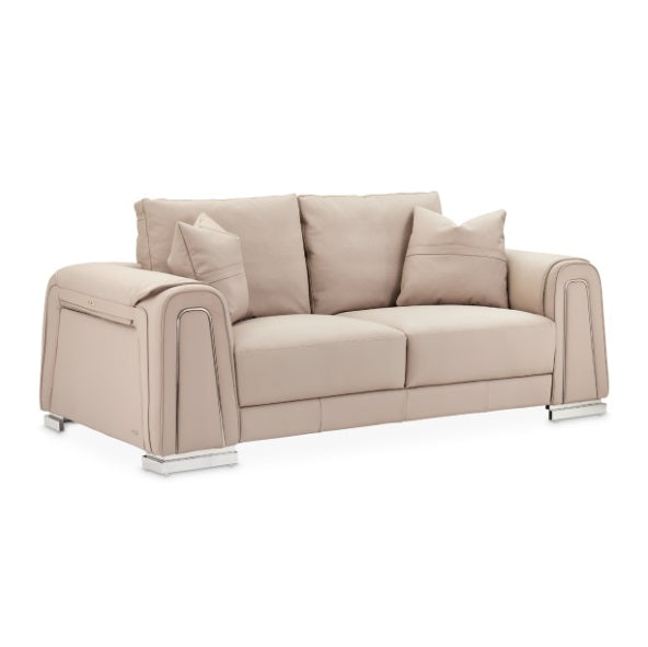 AICO Furniture Mia Bella Bergamo Loveseat in Stainless Steel - Furniture Land (Milwaukee, WI)