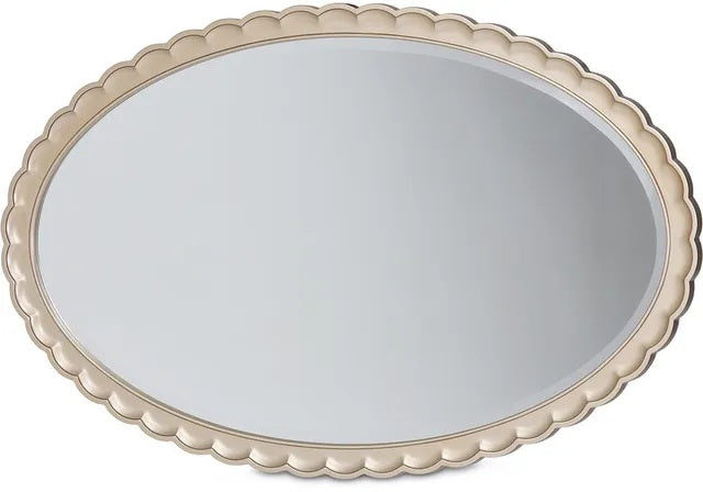 AICO Malibu Crest Oval Wall Mirror in Chardonnay - Furniture Land (Milwaukee, WI)