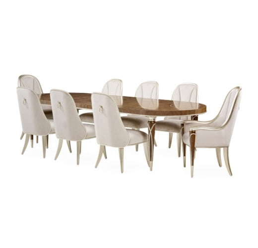 AICO Villa Cherie 4 Leg Oval Dining Table in Hazelnut - Furniture Land (Milwaukee, WI)