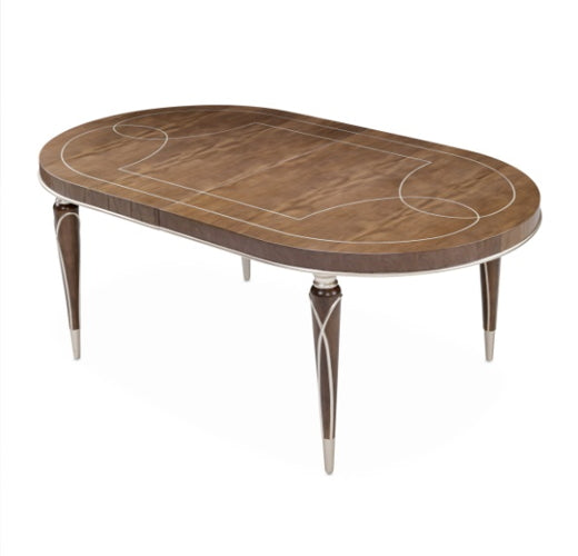 AICO Villa Cherie 4 Leg Oval Dining Table in Hazelnut - Furniture Land (Milwaukee, WI)