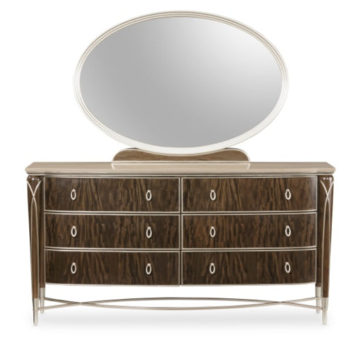 AICO Villa Cherie Dresser Mirror in Hazelnut - Furniture Land (Milwaukee, WI)